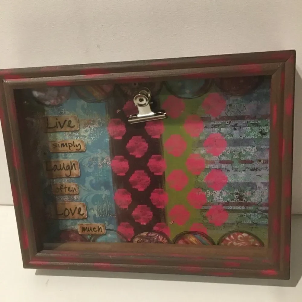Wood glass Block Picture Frame Farm cottage decor